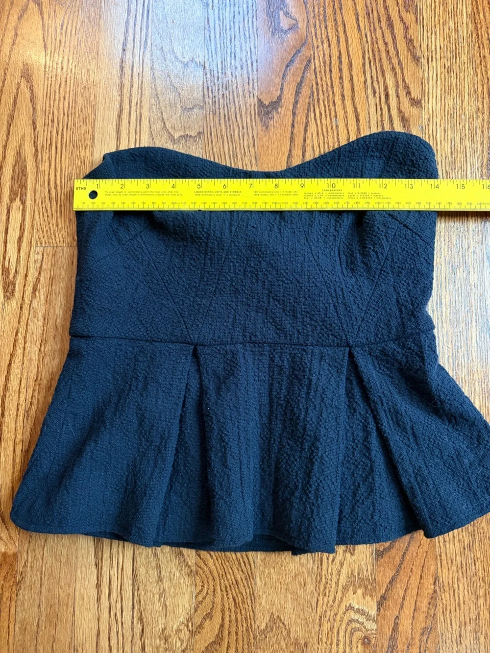 Free People Black Strapless Textured Peplum Bustier Top Size 8
